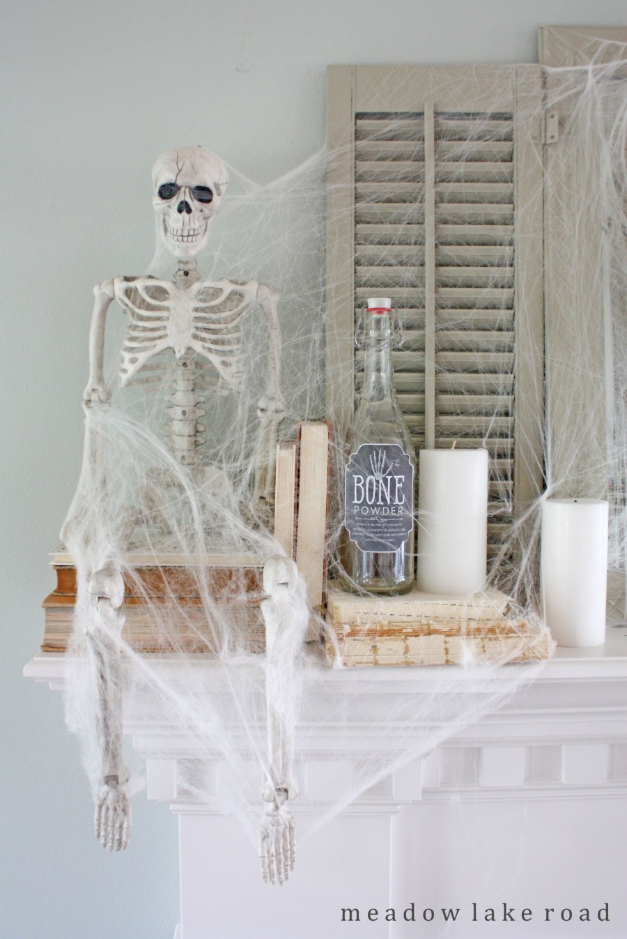 Skeleton and Cobwebs Halloween Decor