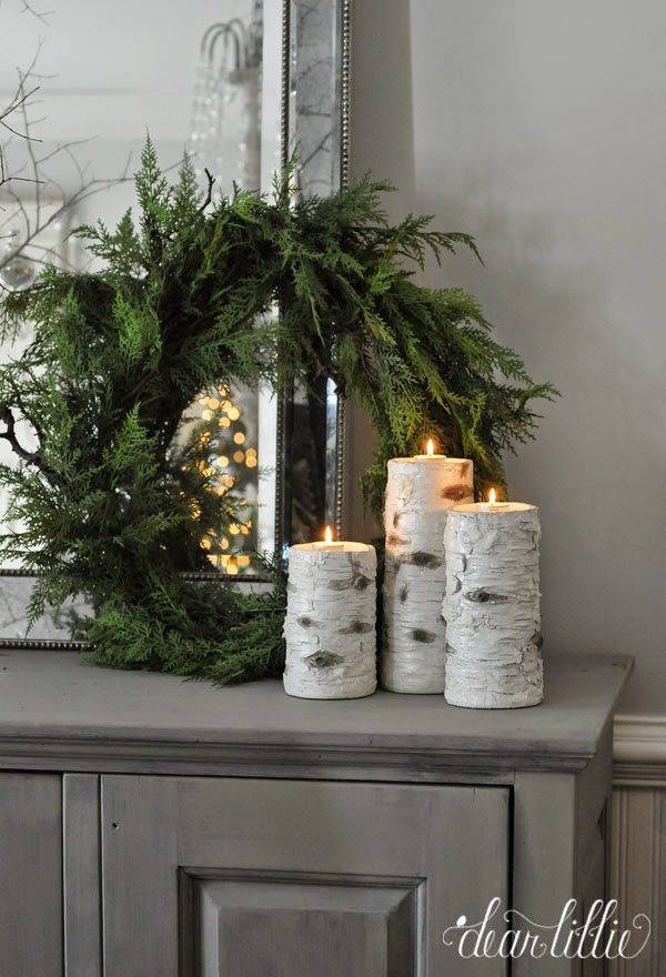 Faux Birch Log Candle Holders